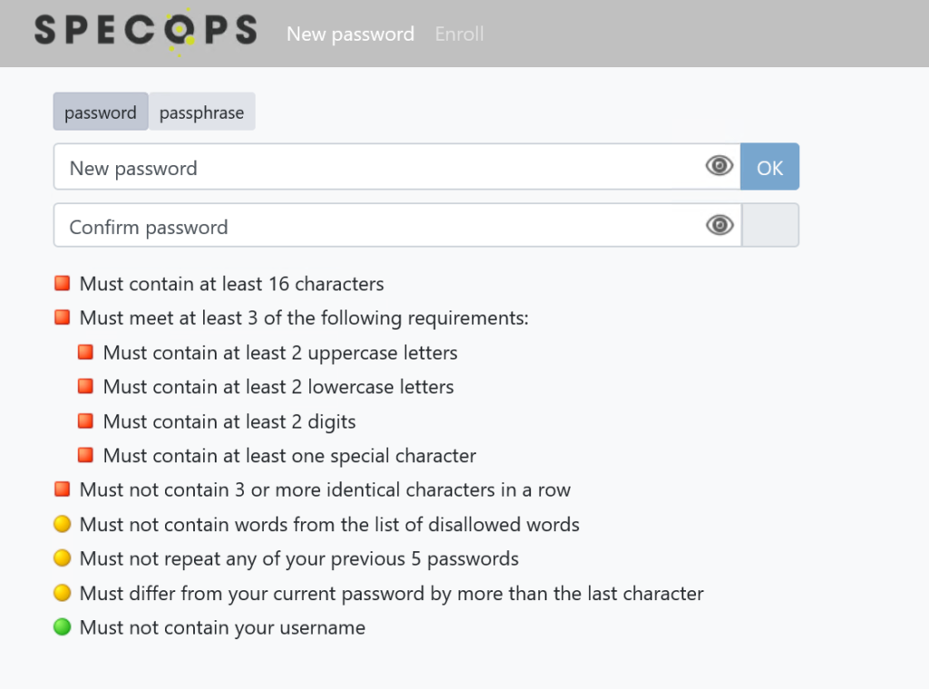 Specops uReset Password Feedback