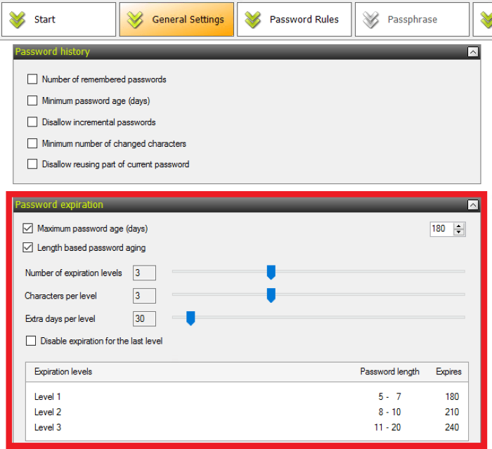 Specops Password Policy password expiration settings