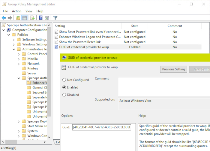 Liste blanche des fournisseurs d'informations d'identification Duo