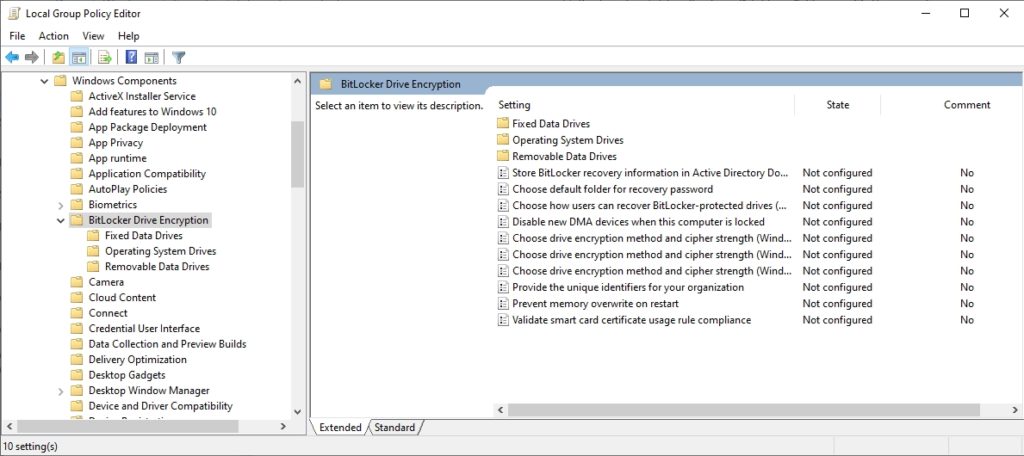 enabling bitlocker