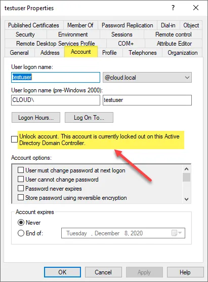 microsoft account lockout tools server 2012