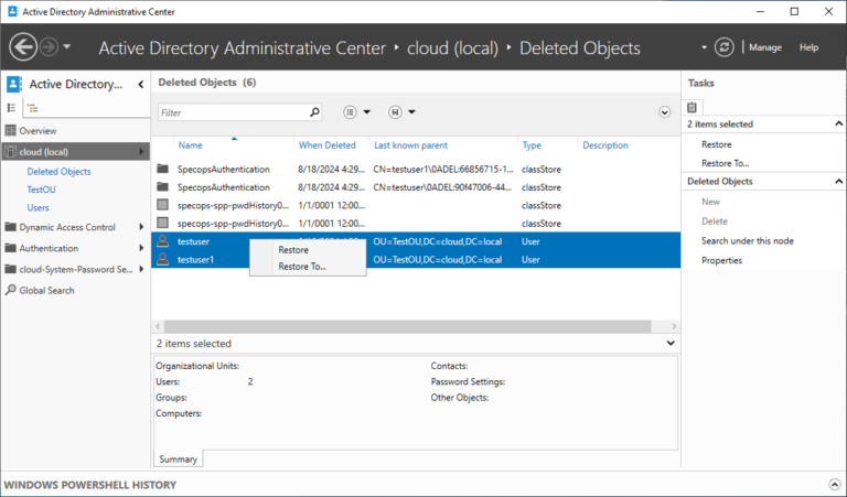 How to recover a deleted Active Directory object - Specops Software