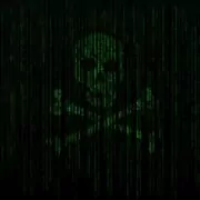 Digital skull symbolizing ransomware