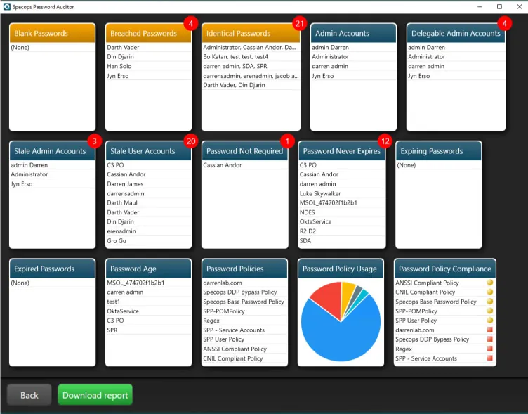 Screenshot Specops Password Auditor