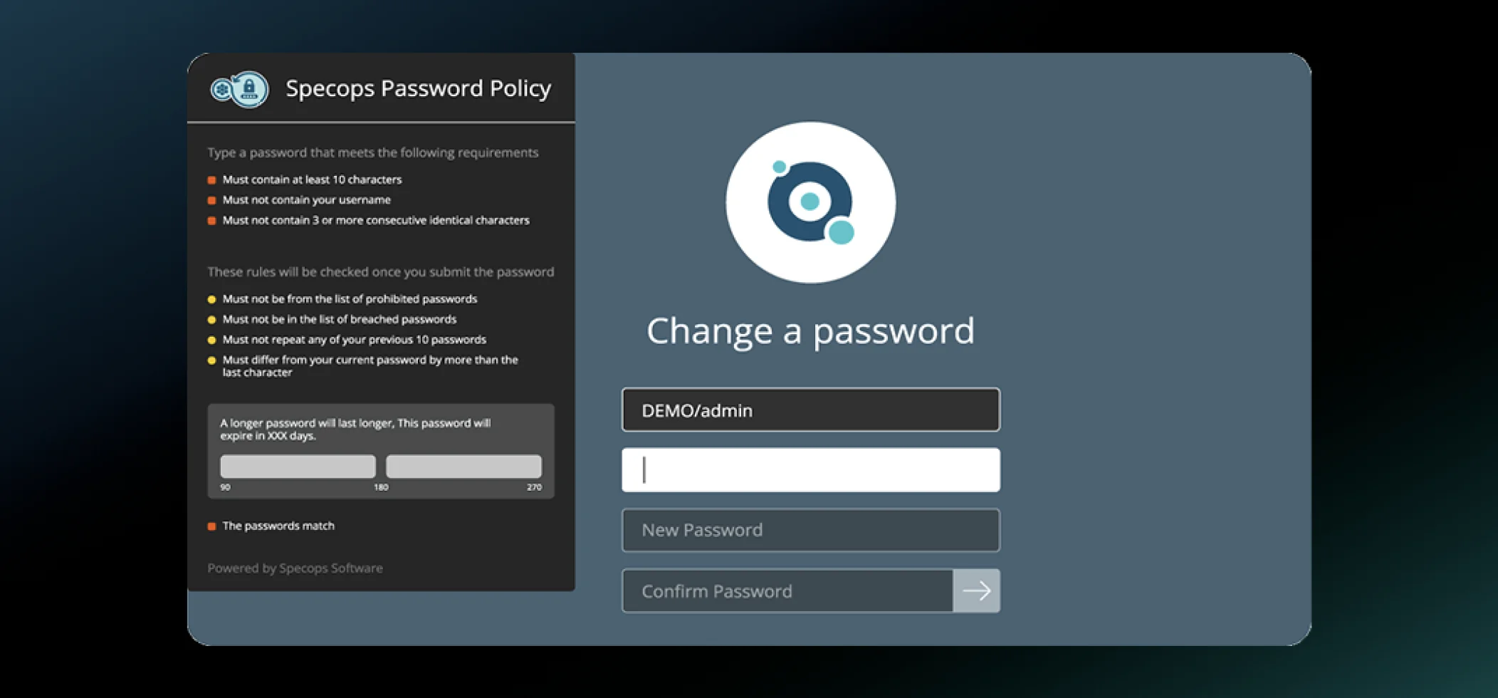 Screenshot Specops Password Policy