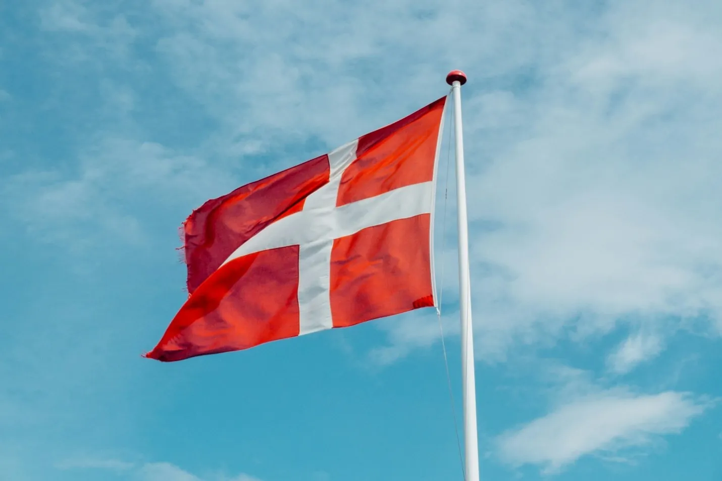 Danish flag in wind