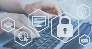 Keyboard image with security icons