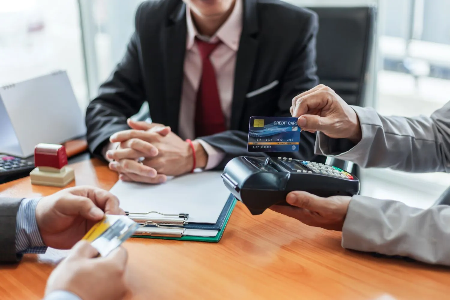 Banking businessman payment with credit card